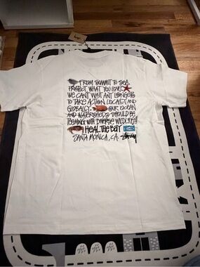 Stussy White 'Heal The Bay' Graphic T-Shirt Size 2XL